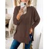 MEROKEETY Women’s Fall Winter Oversized Pullover Sweater Spring Casual Loose Crew Neck Long Sleeve Side Split Jumper Tops(Coffee)