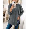 MEROKEETY Women’s Fall Winter Oversized Pullover Sweater Spring Casual Loose Crew Neck Long Sleeve Side Split Jumper Tops(Dark Grey)