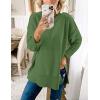 MEROKEETY Women’s Fall Winter Oversized Pullover Sweater Spring Casual Loose Crew Neck Long Sleeve Side Split Jumper Tops(Darkgreen)
