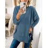 MEROKEETY Women’s Fall Winter Oversized Pullover Sweater Spring Casual Loose Crew Neck Long Sleeve Side Split Jumper Tops(Dusty Blue)