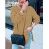MEROKEETY Women’s Fall Winter Oversized Pullover Sweater Spring Casual Loose Crew Neck Long Sleeve Side Split Jumper Tops(Khaki)