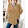 MEROKEETY Women’s Fall Winter Oversized Pullover Sweater Spring Casual Loose Crew Neck Long Sleeve Side Split Jumper Tops(Khaki)