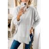 MEROKEETY Women’s Fall Winter Oversized Pullover Sweater Spring Casual Loose Crew Neck Long Sleeve Side Split Jumper Tops(Light Grey)