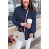 MEROKEETY Women’s Fall Winter Oversized Pullover Sweater Spring Casual Loose Crew Neck Long Sleeve Side Split Jumper Tops(Navy)