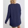 MEROKEETY Women’s Fall Winter Oversized Pullover Sweater Spring Casual Loose Crew Neck Long Sleeve Side Split Jumper Tops(Navy)