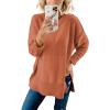 MEROKEETY Women’s Fall Winter Oversized Pullover Sweater Spring Casual Loose Crew Neck Long Sleeve Side Split Jumper Tops(Orange)