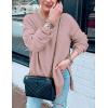 MEROKEETY Women’s Fall Winter Oversized Pullover Sweater Spring Casual Loose Crew Neck Long Sleeve Side Split Jumper Tops(Pink)