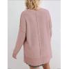 MEROKEETY Women’s Fall Winter Oversized Pullover Sweater Spring Casual Loose Crew Neck Long Sleeve Side Split Jumper Tops(Pink)