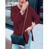 MEROKEETY Women’s Fall Winter Oversized Pullover Sweater Spring Casual Loose Crew Neck Long Sleeve Side Split Jumper Tops(Wine)