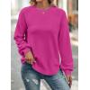 MEROKEETY Women’s Fall Winter Sweaters Casual Loose Cozy Sweater Tops Pullover Jumper 2025 Fashion Outfits(Magenta)