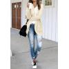 MEROKEETY Womens Long Sleeve Open Front Cardigans Chunky Knit Draped Sweaters Outwear(Apricot)