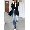MEROKEETY Womens Long Sleeve Open Front Cardigans Chunky Knit Draped Sweaters Outwear(Black)