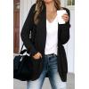 MEROKEETY Womens Long Sleeve Open Front Cardigans Chunky Knit Draped Sweaters Outwear(Black)