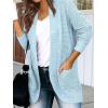MEROKEETY Womens Long Sleeve Open Front Cardigans Chunky Knit Draped Sweaters Outwear(Blue)