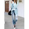 MEROKEETY Womens Long Sleeve Open Front Cardigans Chunky Knit Draped Sweaters Outwear(Blue)