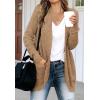 MEROKEETY Womens Long Sleeve Open Front Cardigans Chunky Knit Draped Sweaters Outwear(Khaki)