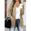 MEROKEETY Womens Long Sleeve Open Front Cardigans Chunky Knit Draped Sweaters Outwear(Light Khaki)