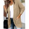 MEROKEETY Womens Long Sleeve Open Front Cardigans Chunky Knit Draped Sweaters Outwear(Light Khaki)