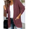 MEROKEETY Womens Long Sleeve Open Front Cardigans Chunky Knit Draped Sweaters Outwear(Mauve)