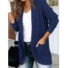 MEROKEETY Womens Long Sleeve Open Front Cardigans Chunky Knit Draped Sweaters Outwear(Navy)