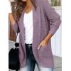 MEROKEETY Womens Long Sleeve Open Front Cardigans Chunky Knit Draped Sweaters Outwear(Purple)