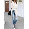 MEROKEETY Womens Long Sleeve Open Front Cardigans Chunky Knit Draped Sweaters Outwear(White)
