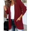 MEROKEETY Womens Long Sleeve Open Front Cardigans Chunky Knit Draped Sweaters Outwear(Wine)