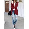 MEROKEETY Womens Long Sleeve Open Front Cardigans Chunky Knit Draped Sweaters Outwear(Wine)