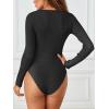 MEROKEETY Women’s Long Sleeve Ribbed Bodysuits Crew Neck Slim Body Suits 2026 Knit Sweater Tops(Black)
