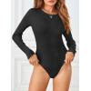MEROKEETY Women’s Long Sleeve Ribbed Bodysuits Crew Neck Slim Body Suits 2026 Knit Sweater Tops(Black)