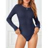 MEROKEETY Women’s Long Sleeve Ribbed Bodysuits Crew Neck Slim Body Suits 2026 Knit Sweater Tops(Navy)