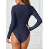 MEROKEETY Women’s Long Sleeve Ribbed Bodysuits Crew Neck Slim Body Suits 2026 Knit Sweater Tops(Navy)