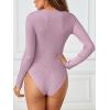 MEROKEETY Women’s Long Sleeve Ribbed Bodysuits Crew Neck Slim Body Suits 2026 Knit Sweater Tops(Taro)