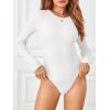 MEROKEETY Women’s Long Sleeve Ribbed Bodysuits Crew Neck Slim Body Suits 2026 Knit Sweater Tops(White)