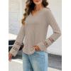 MEROKEETY Womens Long Sleeve Tops 2025 Trendy Fall Winter V Neck Ribbed Sweaters Casual Shirts Blouses(Apricot)