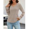 MEROKEETY Womens Long Sleeve Tops 2025 Trendy Fall Winter V Neck Ribbed Sweaters Casual Shirts Blouses(Apricot)