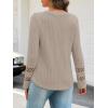 MEROKEETY Womens Long Sleeve Tops 2025 Trendy Fall Winter V Neck Ribbed Sweaters Casual Shirts Blouses(Apricot)