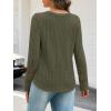 MEROKEETY Womens Long Sleeve Tops 2025 Trendy Fall Winter V Neck Ribbed Sweaters Casual Shirts Blouses(Armygreen)