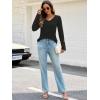 MEROKEETY Womens Long Sleeve Tops 2025 Trendy Fall Winter V Neck Ribbed Sweaters Casual Shirts Blouses(Black)