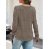 MEROKEETY Womens Long Sleeve Tops 2025 Trendy Fall Winter V Neck Ribbed Sweaters Casual Shirts Blouses(Brown)