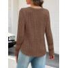 MEROKEETY Womens Long Sleeve Tops 2025 Trendy Fall Winter V Neck Ribbed Sweaters Casual Shirts Blouses(Coffee)