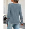 MEROKEETY Womens Long Sleeve Tops 2025 Trendy Fall Winter V Neck Ribbed Sweaters Casual Shirts Blouses(Dustyblue)