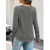MEROKEETY Womens Long Sleeve Tops 2025 Trendy Fall Winter V Neck Ribbed Sweaters Casual Shirts Blouses(Grey)