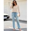 MEROKEETY Womens Long Sleeve Tops 2025 Trendy Fall Winter V Neck Ribbed Sweaters Casual Shirts Blouses(Lightapricot)