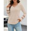MEROKEETY Womens Long Sleeve Tops 2025 Trendy Fall Winter V Neck Ribbed Sweaters Casual Shirts Blouses(Lightapricot)
