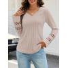 MEROKEETY Womens Long Sleeve Tops 2025 Trendy Fall Winter V Neck Ribbed Sweaters Casual Shirts Blouses(Lightmocha)