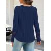 MEROKEETY Womens Long Sleeve Tops 2025 Trendy Fall Winter V Neck Ribbed Sweaters Casual Shirts Blouses(Navy)