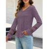 MEROKEETY Womens Long Sleeve Tops 2025 Trendy Fall Winter V Neck Ribbed Sweaters Casual Shirts Blouses(Purple)