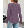 MEROKEETY Womens Long Sleeve Tops 2025 Trendy Fall Winter V Neck Ribbed Sweaters Casual Shirts Blouses(Purple)