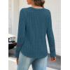 MEROKEETY Womens Long Sleeve Tops 2025 Trendy Fall Winter V Neck Ribbed Sweaters Casual Shirts Blouses(Teal)